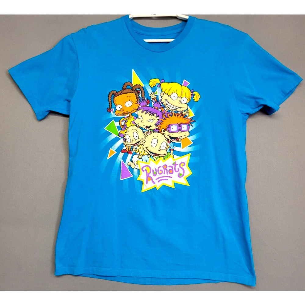 Nickelodeon‎ RugRats Graphic T-Shirt Blue Large Tommy Pickles Chuckie Angelica